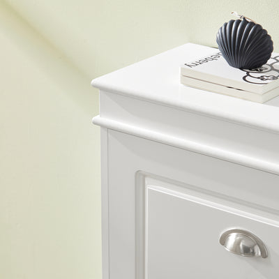 SoBuy FSR64-W+FSR94-W, Shoe Bench + Shoe Cabinet With Flip Drawers, 24cm Depth White Hallway Set