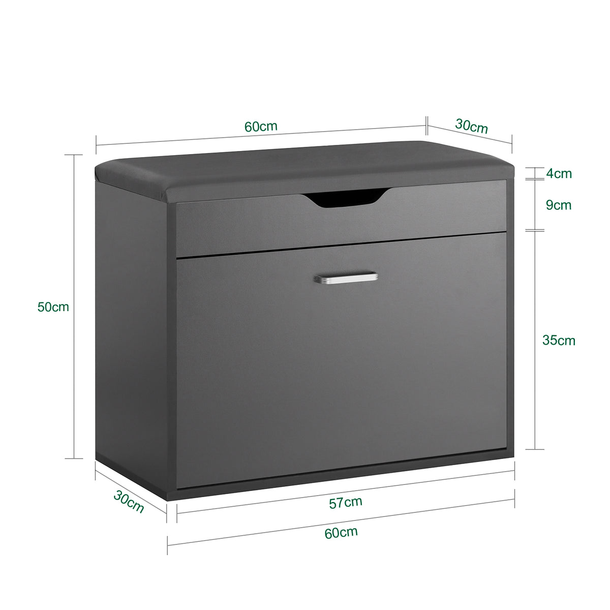 SoBuy FSR95-HG, Hallway Shoe Rack Shoe Bench Shoe Cabinet with Folding Padded Seat, Grey
