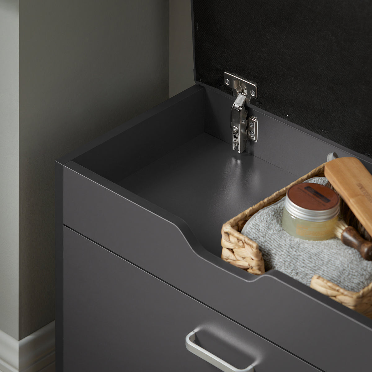 SoBuy FSR95-HG, Hallway Shoe Rack Shoe Bench Shoe Cabinet with Folding Padded Seat, Grey