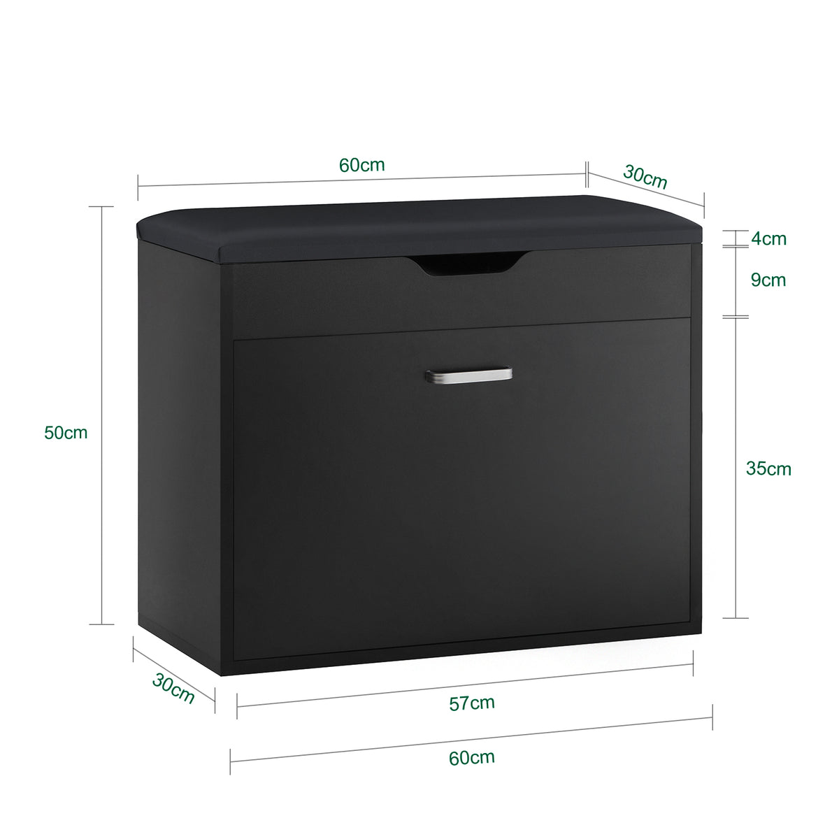 SoBuy FSR95-SCH, Hallway Shoe Rack Shoe Bench Shoe Cabinet with Folding Padded Seat, Black