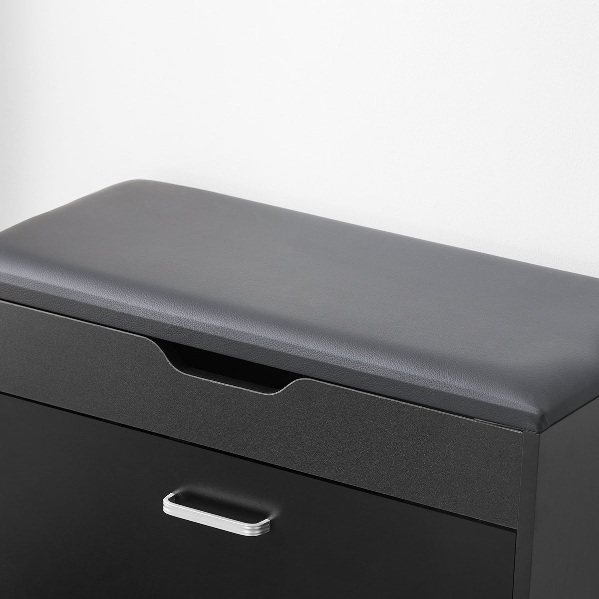 SoBuy FSR95-SCH, Hallway Shoe Rack Shoe Bench Shoe Cabinet with Folding Padded Seat, Black
