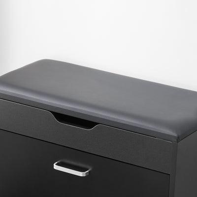 SoBuy FSR95-SCH, Hallway Shoe Rack Shoe Bench Shoe Cabinet with Folding Padded Seat, Black