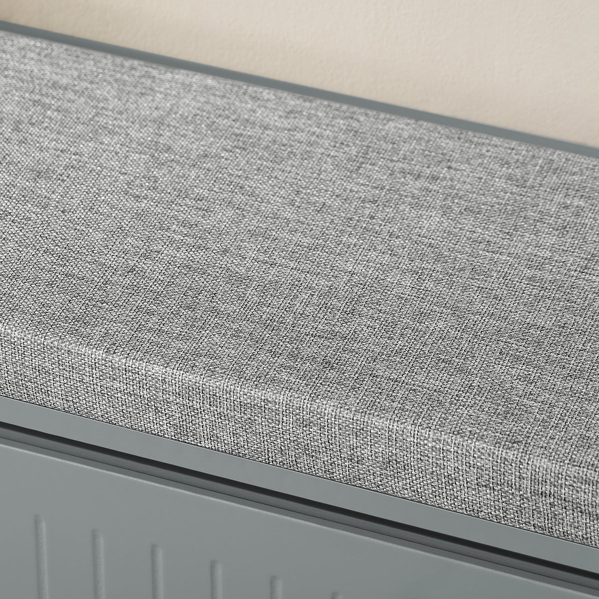 SoBuy FSR98-L-HG, Hallway Shoe Bench Shoe Rack Shoe Cabinet with Seat Cushion and Flip-drawer, Grey