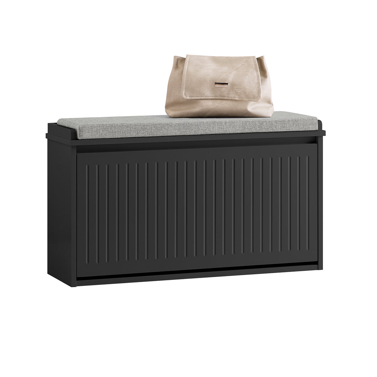 SoBuy FSR98-L-SCH, Shoe Storage Bench with Cushion - Shoe Rack & Cabinet with Flip Drawers, Modern Design, Space-Saving, 155kg Load Capacity, Ideal for Hallway & Living Room, Black W80 x D26 x H45cm