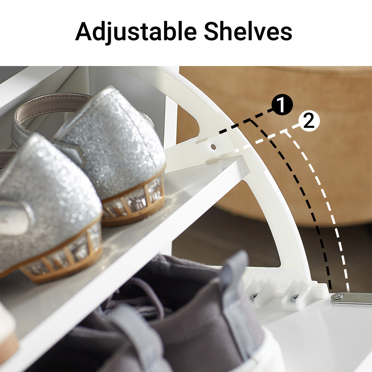 SoBuy FSR98-W, Shoe Storage Bench with Cushion - Shoe Rack & Cabinet with Flip Drawers, Modern Design, Space-Saving, 150kg Load Capacity, Ideal for Hallway & Living Room, White W62 x D26 x H46cm