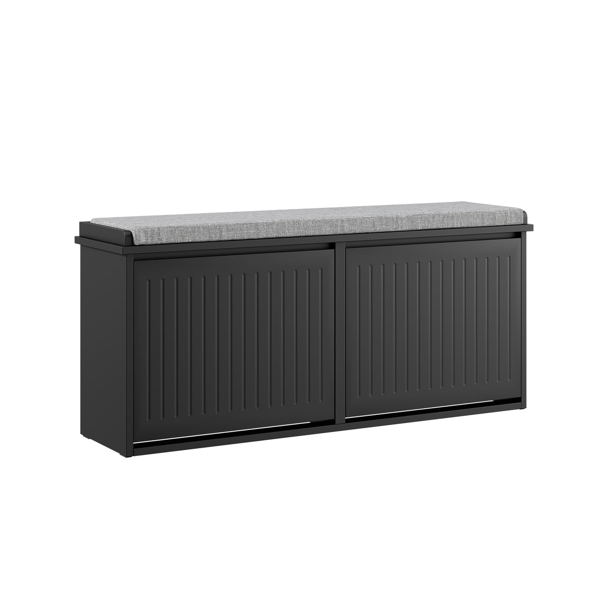 SoBuy FSR98-XL-SCH, Shoe Storage Bench with Cushion - Shoe Rack & Cabinet with Flip Drawers, Modern Design, Space-Saving, 158kg Load Capacity, Ideal for Hallway & Living Room, Black W100 x D26 x H46cm