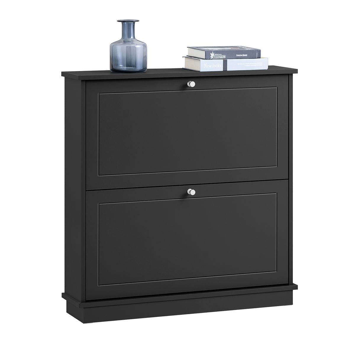 SoBuy FSR99-SCH, 2 Flip-drawers Shoe Cabinet Shoe Rack Shoe Storage Cupboard Organizer Unit, Black