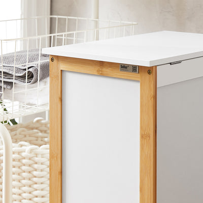 SoBuy FSS66-WN, Laundry Basket Laundry Bin Laundry Storage Box Hamper with Hinged Lid, White