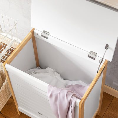 SoBuy FSS66-WN, Laundry Basket Laundry Bin Laundry Storage Box Hamper with Hinged Lid, White