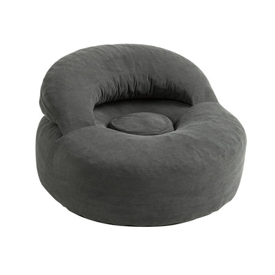 SoBuy FST100-DG, Corduroy Armchair with Footstool, Adjustable Backrest, Dark Gray, 110x125x65cm - view 1