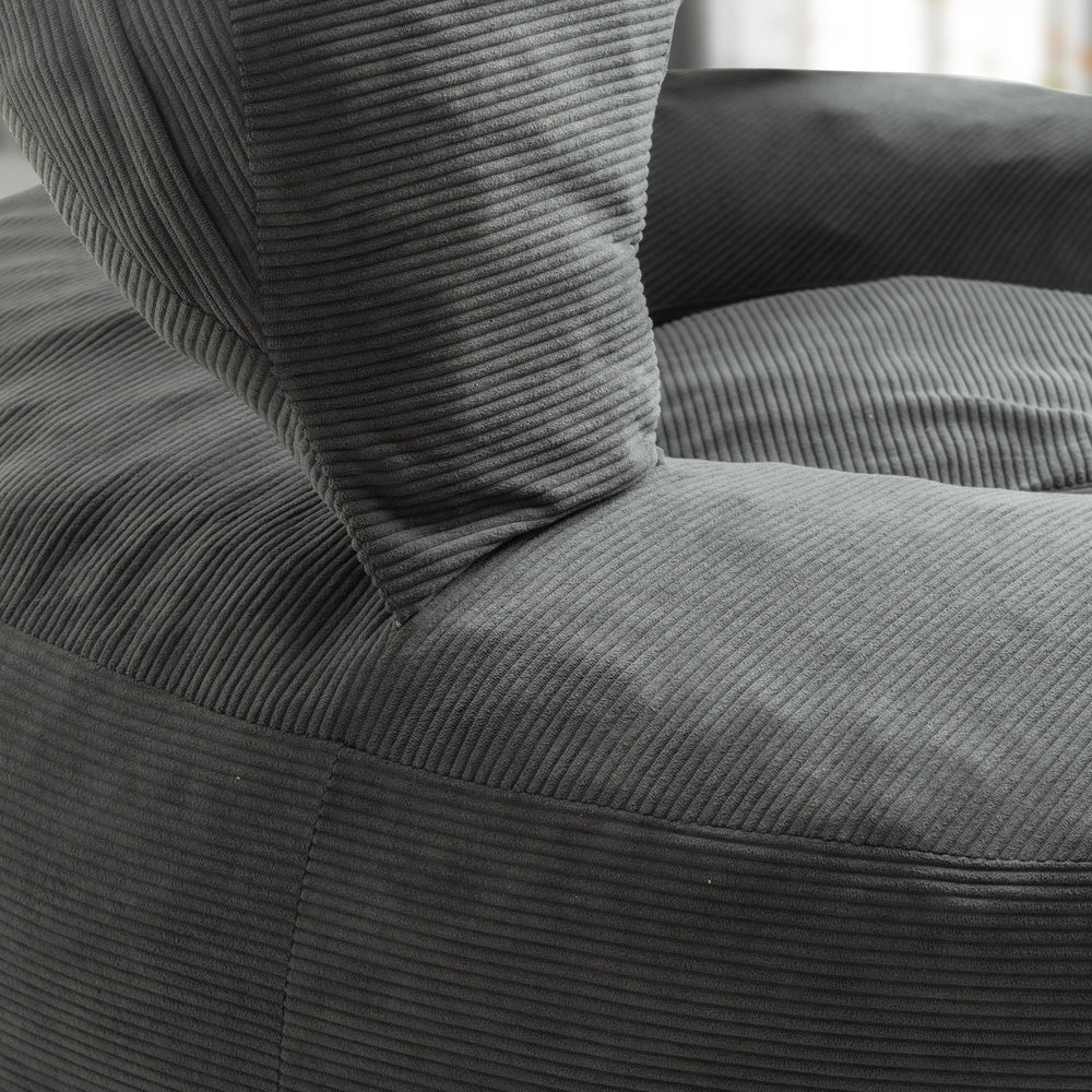 SoBuy FST100-DG, Corduroy Armchair with Footstool, Adjustable Backrest, Dark Gray, 110x125x65cm - view 4