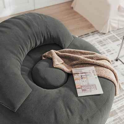SoBuy FST100-DG, Corduroy Armchair with Footstool, Adjustable Backrest, Dark Gray, 110x125x65cm - view 5