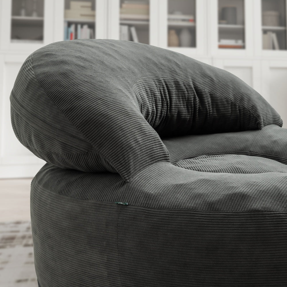 SoBuy FST100-DG, Corduroy Armchair with Footstool, Adjustable Backrest, Dark Gray, 110x125x65cm - view 12