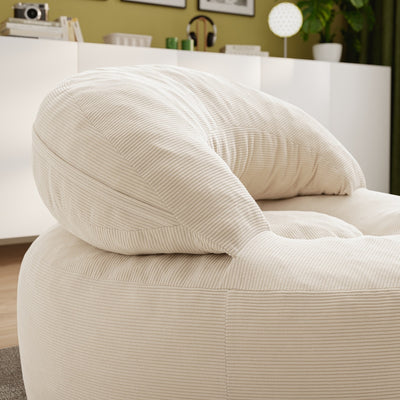 SoBuy FST100-MI, Corduroy Armchair with Footstool & Washable Cover, Cream White, 110x125x65cm - view 11