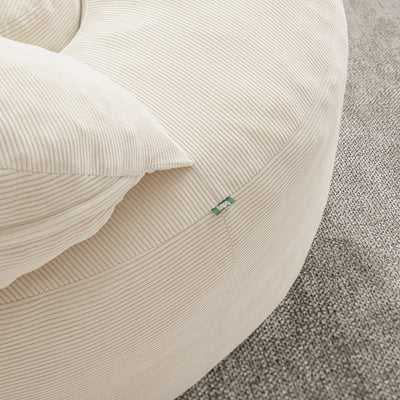 SoBuy FST100-MI, Corduroy Armchair with Footstool & Washable Cover, Cream White, 110x125x65cm - view 12