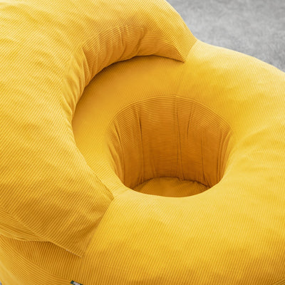 SoBuy FST100-Y, Cosy Yellow Corduroy Armchair with Ottoman, Curved Design, 110x125x65cm - view 5