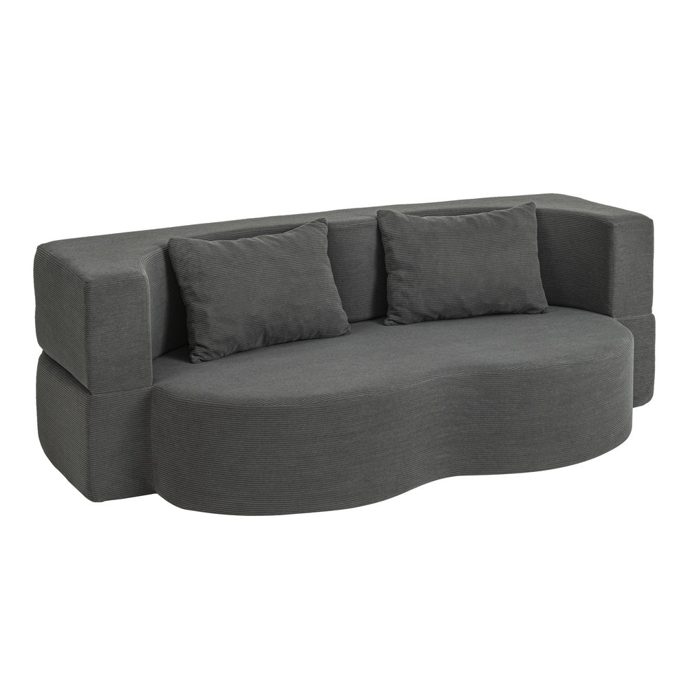 SoBuy FST101-DG, 2 Seater Sofa Bed with 2 Pillows, Fold Out Futon Couch for Small Spaces, Dark Grey, 177x107x32cm - view 1