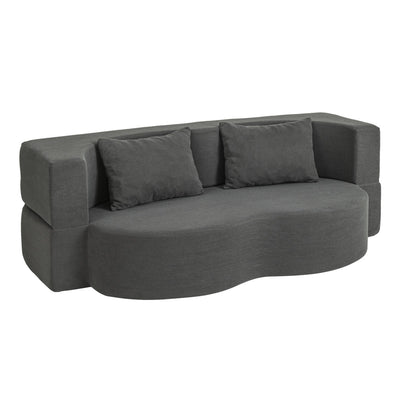SoBuy FST101-DG, 2 Seater Sofa Bed with 2 Pillows, Fold Out Futon Couch for Small Spaces, Dark Grey, 177x107x32cm - view 1