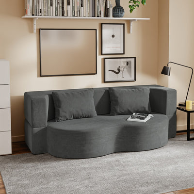 SoBuy FST101-DG, 2 Seater Sofa Bed with 2 Pillows, Fold Out Futon Couch for Small Spaces, Dark Grey, 177x107x32cm - view 2