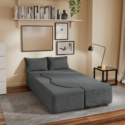 SoBuy FST101-DG, 2 Seater Sofa Bed with 2 Pillows, Fold Out Futon Couch for Small Spaces, Dark Grey, 177x107x32cm - view 11