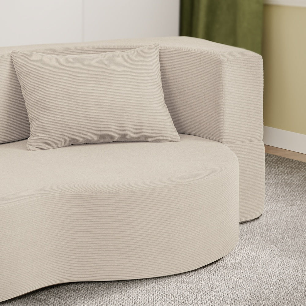 SoBuy FST101-MI, 2 Seater Sofa Bed with 2 Pillows, Fold Out Guest Bed for Small Apartments, Beige, 177x107x32cm - view 6