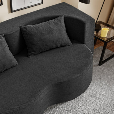 SoBuy FST101-SCH, Black 2 Seater Sofa Bed with 2 Pillows, Space-Saving Pull-Out Couch, Black, 177x107x32cm - view 4