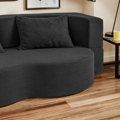 SoBuy FST101-SCH, Black 2 Seater Sofa Bed with 2 Pillows, Space-Saving Pull-Out Couch, Black, 177x107x32cm - view 7