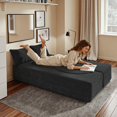 SoBuy FST101-SCH, Black 2 Seater Sofa Bed with 2 Pillows, Space-Saving Pull-Out Couch, Black, 177x107x32cm - view 12