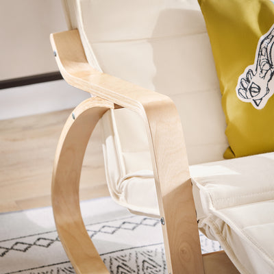 SoBuy FST16-W, Rocking Chair Relax Lounge Chair with Cushion Recliner with Headrest and Adjustable Footrest Beige