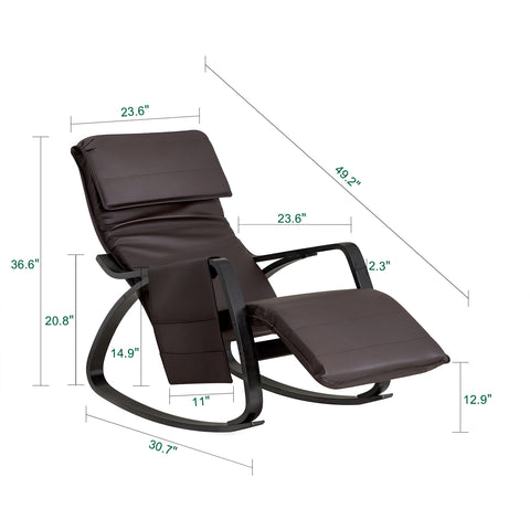 SoBuy FST20-BR, Relax Rocking Chair with Adjustable Footrest and Removable Side Bag