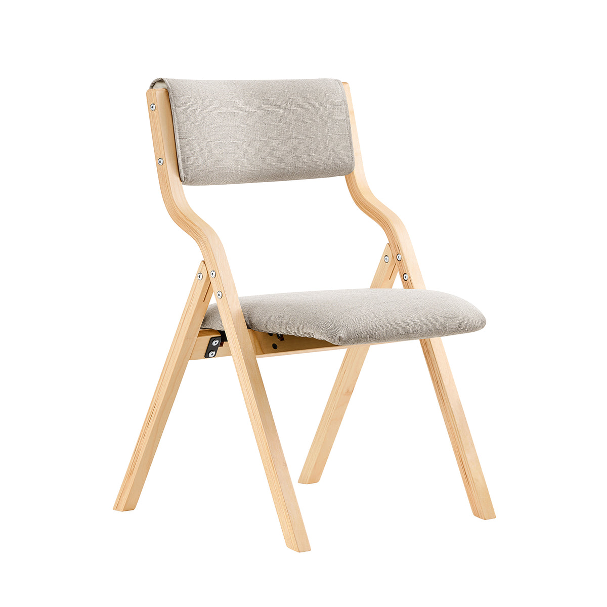 SoBuy FST40-HG grey wooden folding chair with padded seat and backrest – white background product image