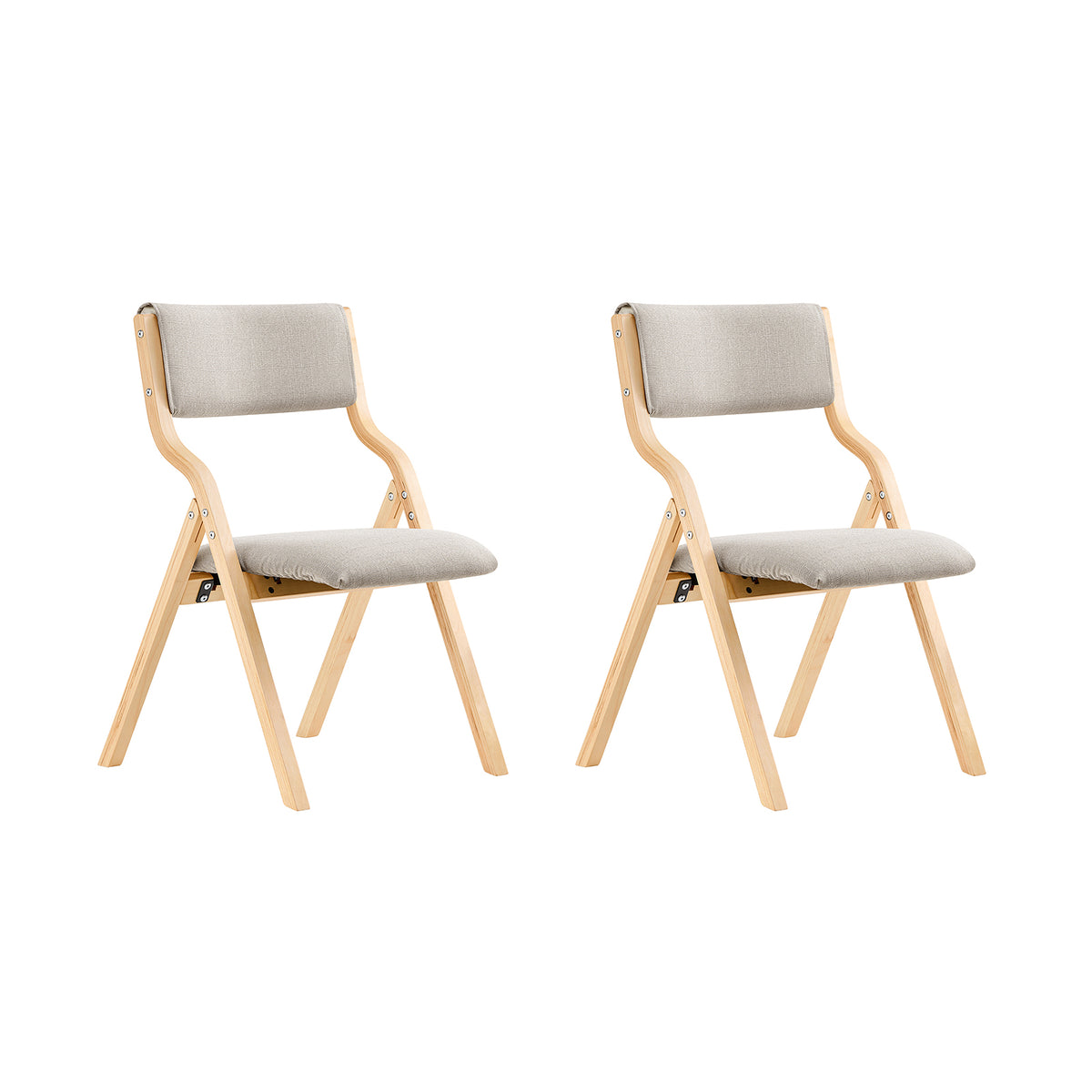 SoBuy FST40-HGx2 set of 2 grey wooden folding chairs with padded seat and backrest – white background product image
