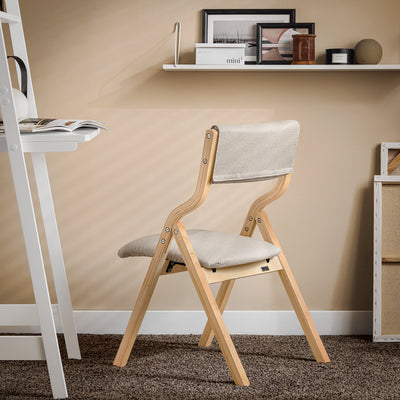 SoBuy FST40-HG grey folding chair styled in home dining room – space-saving wooden chair with cushioned backrest