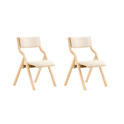 SoBuy FST40-WX2 set of 2 white wooden folding chairs with padded seat and backrest – white background product image