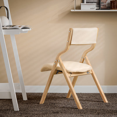 SoBuy FST40-W white folding chair styled in home dining room – space-saving wooden chair with cushioned backrest