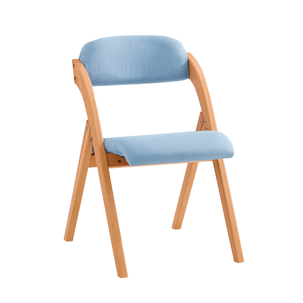 SoBuy FST92-BL blue folding chair with ergonomic backrest and padded seat – white background product image