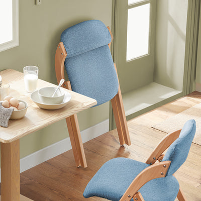 SoBuy FST92-BL blue folding chair styled in kitchen – beech and poplar wood frame with breathable padded seat