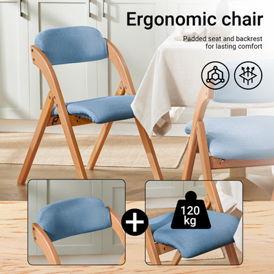 SoBuy FST92-BL blue ergonomic folding chair full product overview – curved backrest and padded seat