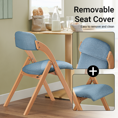 SoBuy FST92-BL breathable padded seat detail – removable fabric cover blue ergonomic folding chair