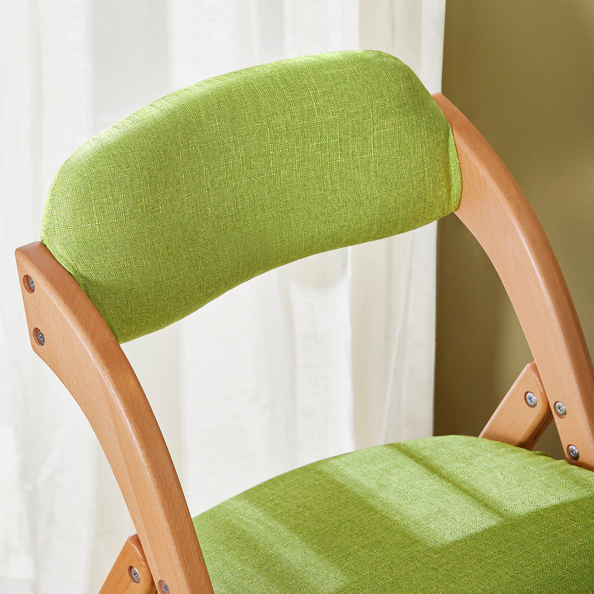 SoBuy FST92-GR one-second fold mechanism close-up – compact storage green ergonomic folding chair