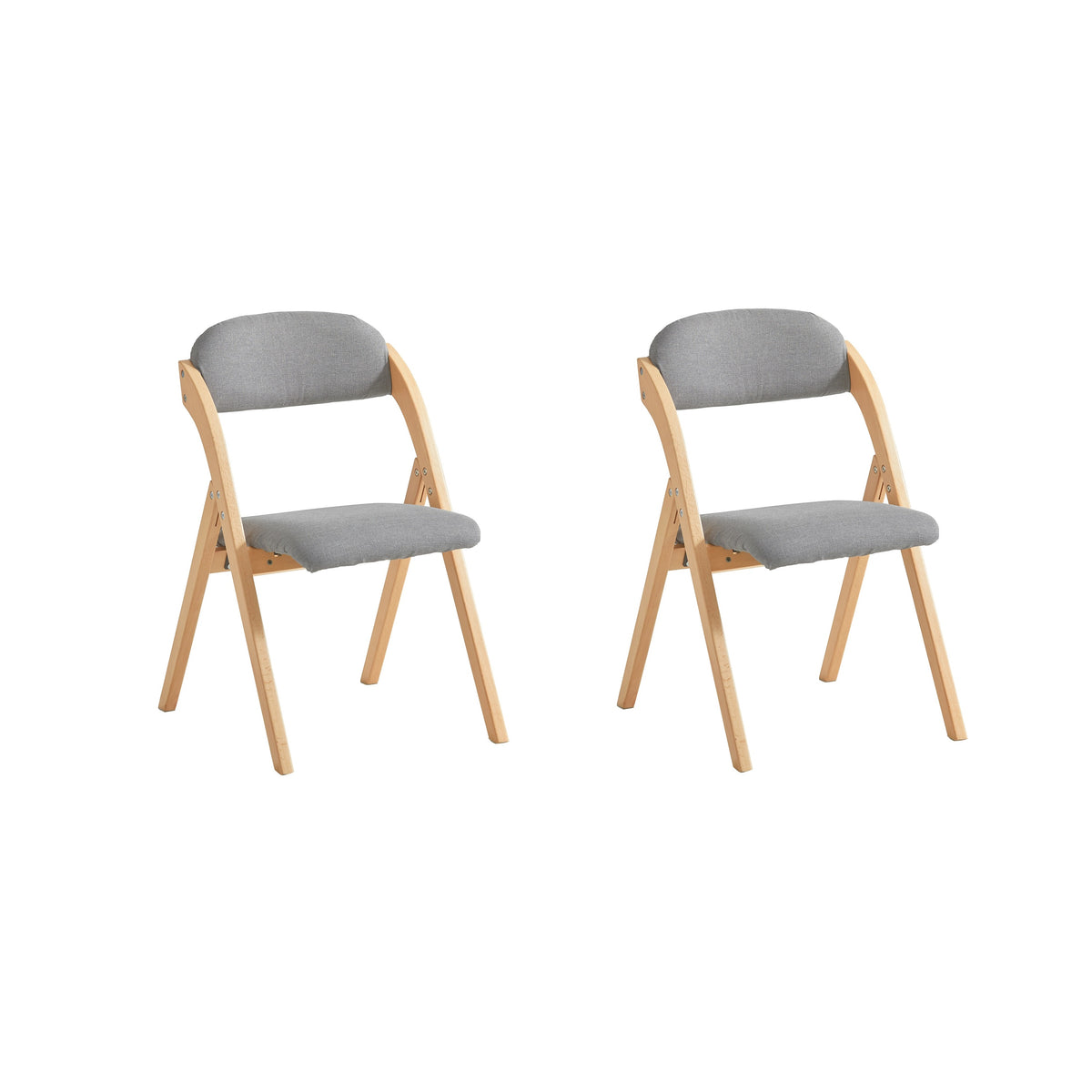 SoBuy FST92-Nx2 set of 2 light grey ergonomic folding chairs with padded seat – white background product image