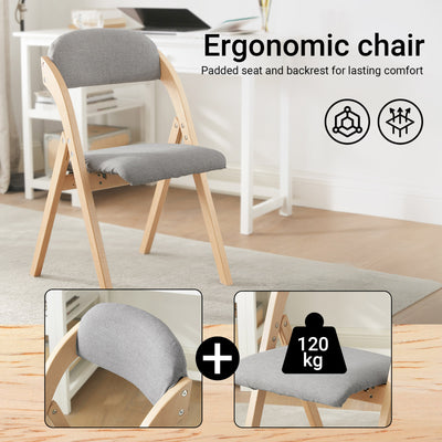 SoBuy FST92-N light grey ergonomic folding chair full product overview – curved backrest and padded seat