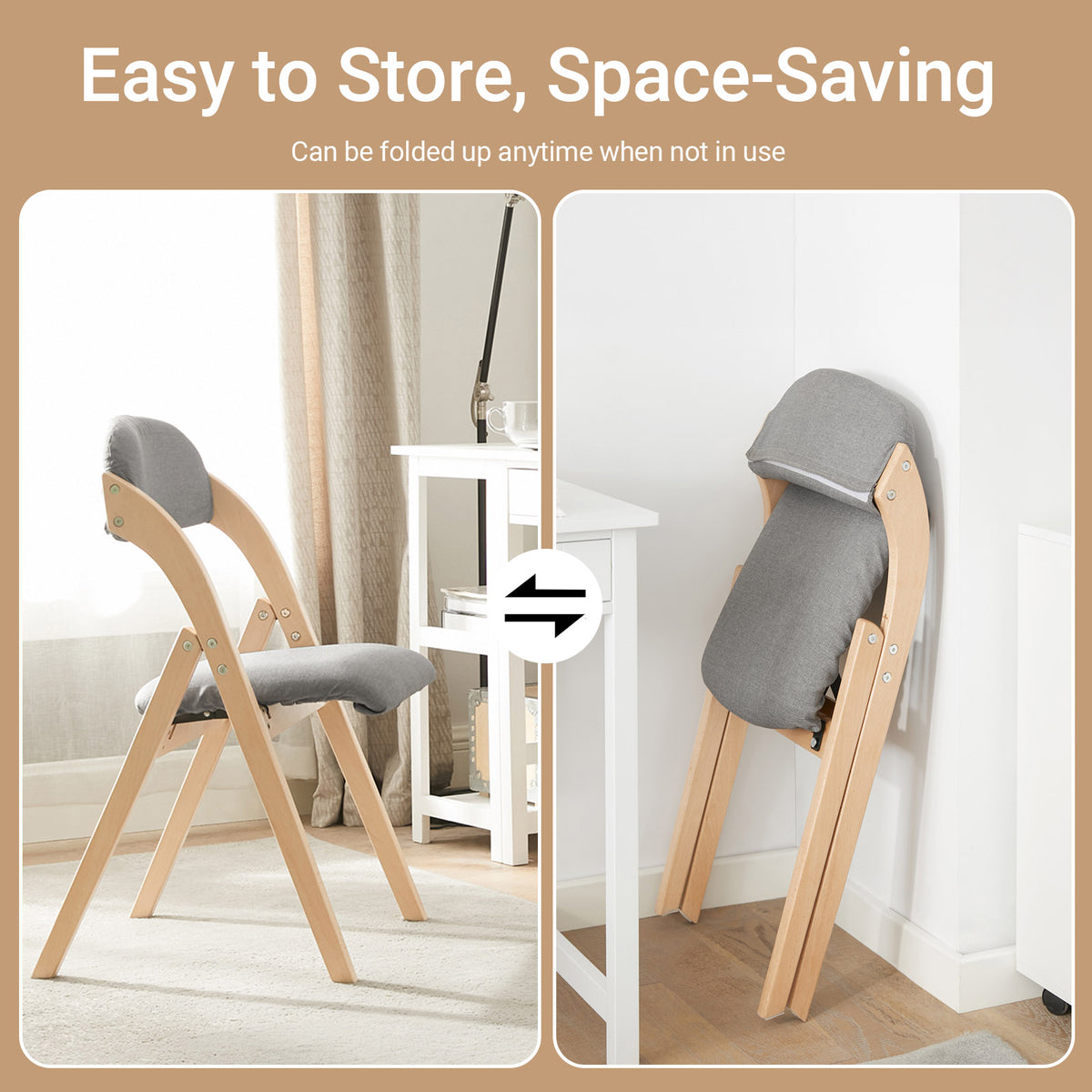 SoBuy FST92-N one-second fold mechanism detail – light grey folding chair compact storage space-saving