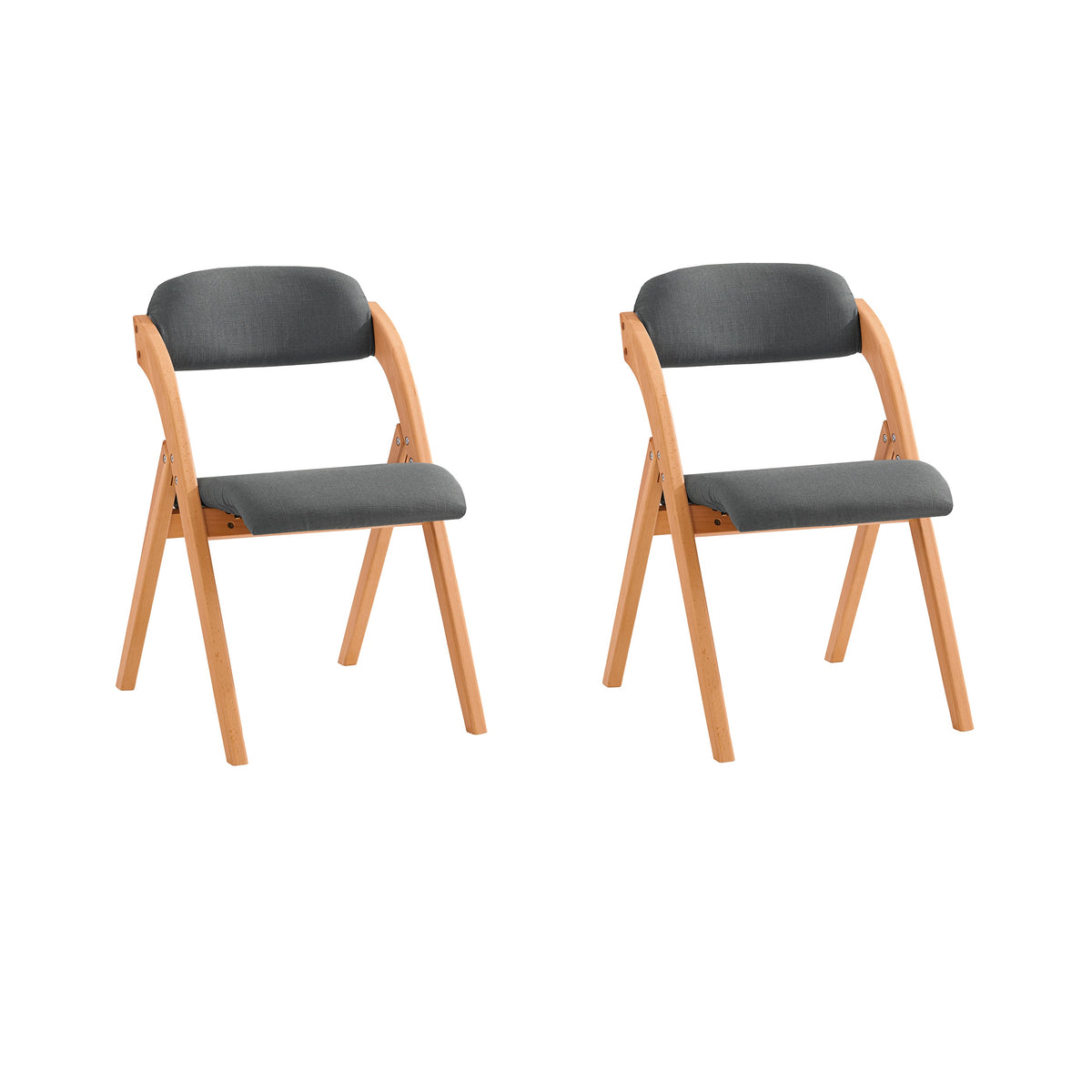 SoBuy FST92-SGx2 set of 2 dark grey ergonomic folding chairs with padded seat – white background product image
