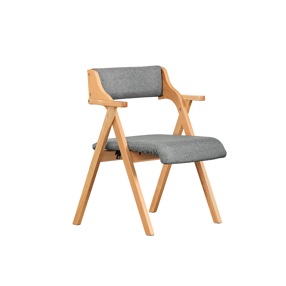 SoBuy FST98-HG, Folding Wooden Chair with Cushion – Foldable Dining and Office Chair, Padded Folding Chair for Indoor or Outdoor Use, Fold Up Garden Chairs for Guests, Kitchen or Balcony, Light Grey