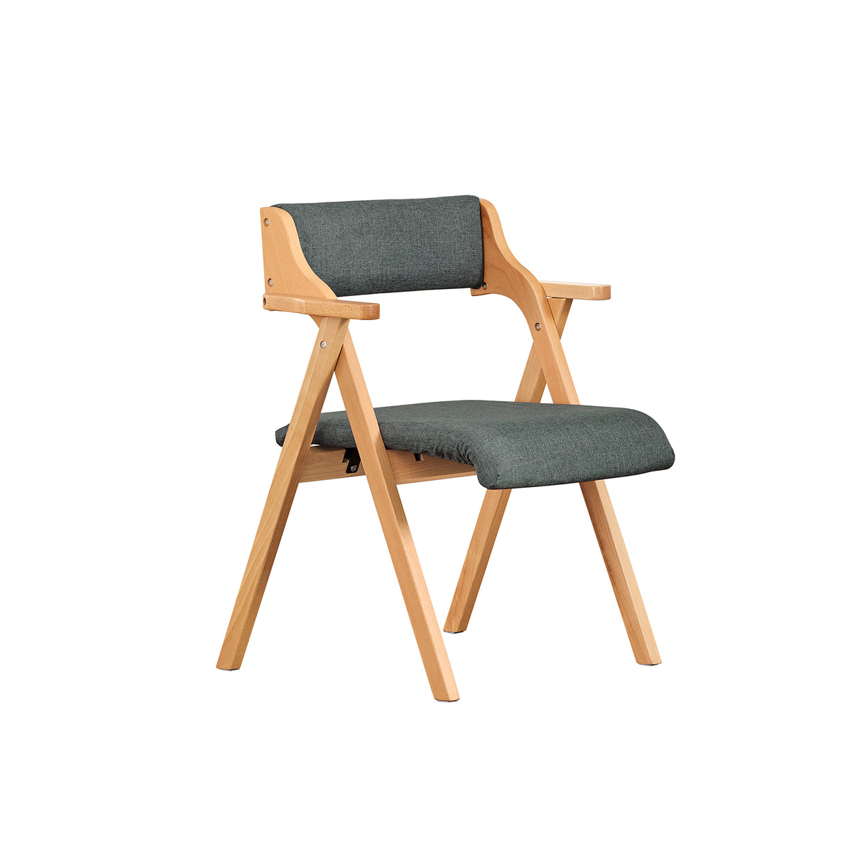 SoBuy FST98-SG folding wooden chair with padded seat – white background, dark grey