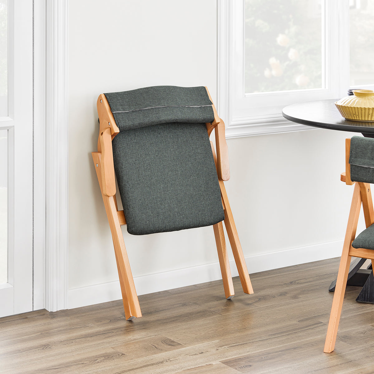 SoBuy FST98-SG folding chair outdoor balcony garden use – dark grey padded seat