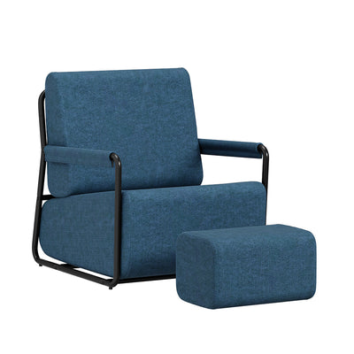 SoBuy FST99-B, Fabric Armchair with Footstool, Small Accent Chair, Dark Blue, 59.5x67x78cm - view 1
