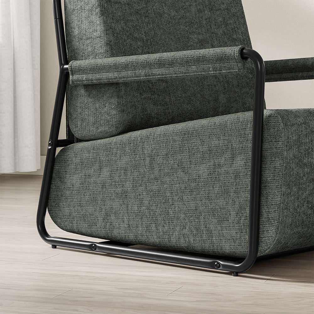 SoBuy FST99-DG, Velvet Armchair & Footstool Set with Removable Covers, Dark Gray, 74x67x78cm - view 4