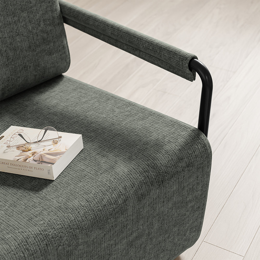 SoBuy FST99-DG, Velvet Armchair & Footstool Set with Removable Covers, Dark Gray, 74x67x78cm - view 5